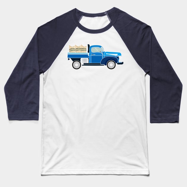 blue farm truck Baseball T-Shirt by bloomroge